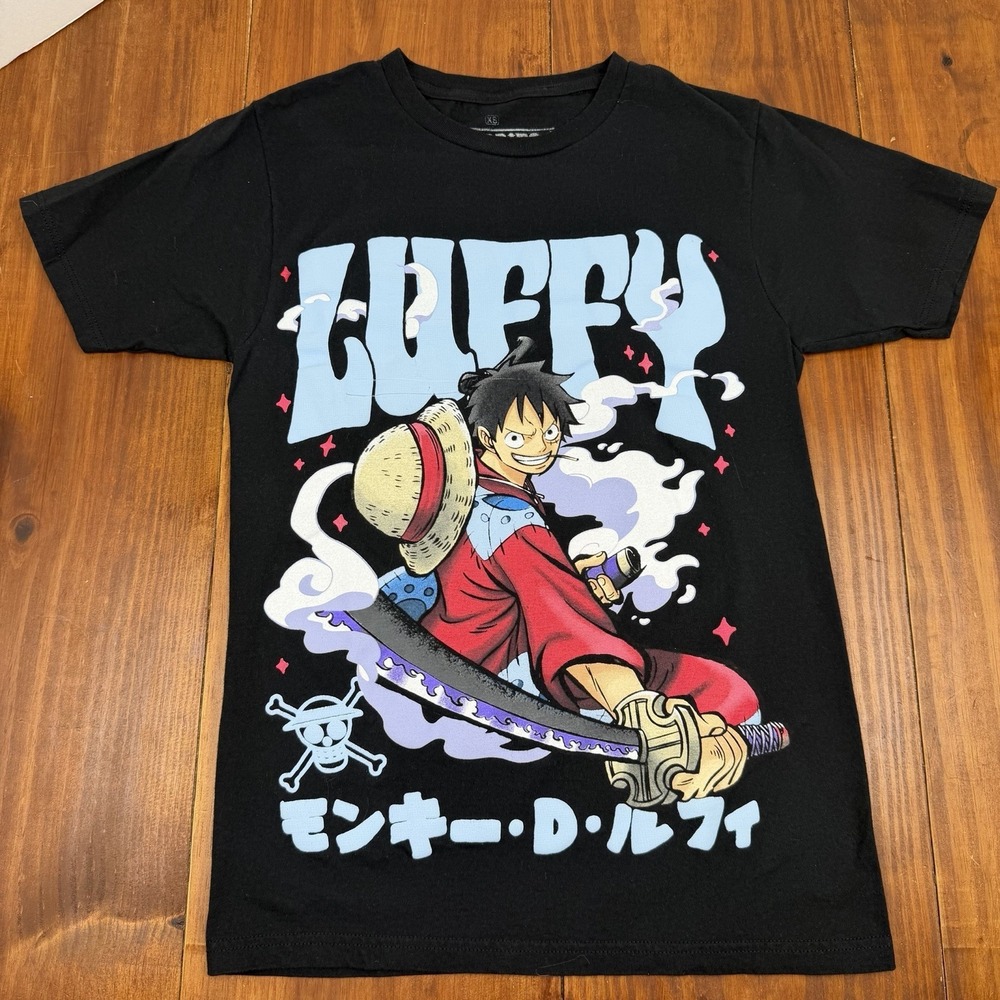 Ripple Junction One Piece Luffy Black Anime T-Shirt Men's XS - READ